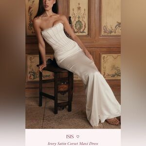 House of CB Ivory Satin Corset Maxi Isis Gown.